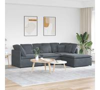 vidaXL Sofá modular con reposapiés y cojines en terciopelo gris oscuro