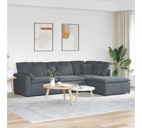 vidaXL Sofá modular con reposapiés y cojines en terciopelo gris oscuro