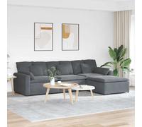 vidaXL Sofá modular con reposapiés y cojines gris oscuro