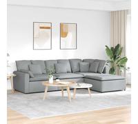 vidaXL Sofá modular con reposapiés y cojines, tejido gris claro