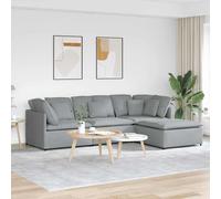vidaXL Sofá modular con reposapiés y cojines, tejido gris claro
