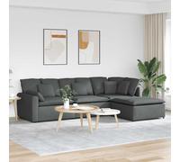vidaXL Sofá modular con reposapiés y cojines, tejido gris oscuro