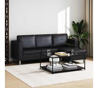 vidaXL Sofá modular de 3 plazas de cuero artificial negro