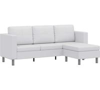 vidaXL Sofá modular de 3 plazas, tapizado en cuero sintético, color blanco