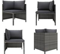 vidaXL Sofá modular de esquina con cojines, color gris, tejido de polirratán. - Módulo de esquina para sofá modular - Módulos de esquina para sofá modular - Módulo de esquina para sofá modular - Módul