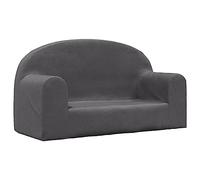 vidaXL Sofá para niños de 2 plazas – Mini sofá infantil con reposabrazos, felpa suave gris antracita