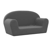 vidaXL Sofá infantil 2 plazas – Mini sofá con reposabrazos, felpa suave gris antracita
