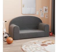 vidaXL Sofá para Niños de 2 Plazas, Sillón con Reposabrazos, Mini Sofá Infantil, Sofá para Dormitorio Sala de Juegos, Felpa Suave Gris Antracita