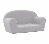 vidaXL Sofá para niños 2 plazas con reposabrazos, felpa suave, gris claro