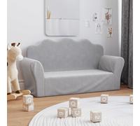 vidaXL Sofá para niños – Mini sofá 2 plazas con reposabrazos, felpa suave, gris claro