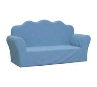 vidaXL Sofá para Niños de 2 Plazas, Sillón con Reposabrazos, Mini Sofá Infantil, Sofá para Dormitorio Sala de Juegos, Felpa Suave Azul
