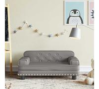 vidaXL Sofá infantil gris, 70x45x30 cm, tapizado en cuero sintético