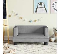 Sofá infantil de color gris claro, marca vidaXL, dimensiones 60x40x30 cm, tapizado en terciopelo