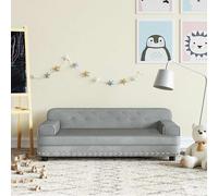 Sofá infantil de color gris claro, marca vidaXL, dimensiones 90x53x30 cm, tapizado en terciopelo