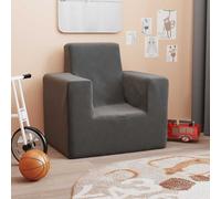 vidaXL Sofá para niños felpa suave gris antracita