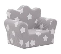 vidaXL Sofá para Niños, Sillón con Reposabrazos, Mini Sofá Infantil, Asiento Sofá para Dormitorio Sala de Juegos, Felpa Suave Gris Claro con Estrellas