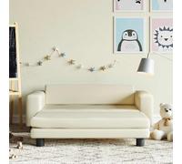 vidaXL Sofá para niños y reposapiés cuero sintético crema 100x50x30 cm
