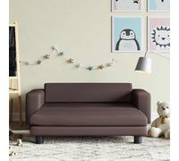 vidaXL Sofá para niños y reposapiés cuero sintético marrón 100x50x30cm