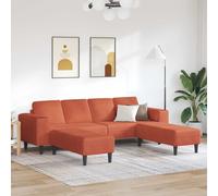 vidaXL Sofá 250 x 188 x 76 cm Tela de Pana Multicolor Rojo naranja