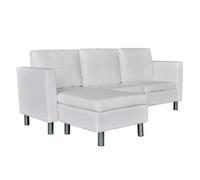 Vidaxl sofá seccional 3 plazas cuero artificial blanco