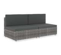 vidaXL Sofá seccional de 2 plazas de ratán sintético gris