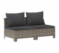 vidaXL Sofá/Sillón/ Reposapiés de jardín con cojín ratán sintético gris en modelo middle/sillón/2x centrales y más | acolchados duraderos para sofás de jardín terraza exterior