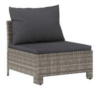 vidaXL Sofá/Sillón/ Reposapiés de jardín con cojín ratán sintético gris en modelo middle/sillón/2x centrales y más | acolchados duraderos para sofás de jardín terraza exterior