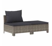 vidaXL Sofá/Sillón/ Reposapiés de jardín con cojín ratán sintético gris en modelo middle/sillón/2x centrales y más | acolchados duraderos para sofás de jardín terraza exterior