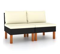 vidaXL Sofás centrales 2 uds ratán sintético y madera de eucalipto