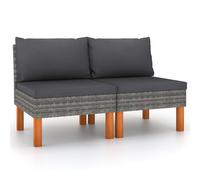 vidaXL Sofás centrales 2 uds ratán sintético y madera de eucalipto