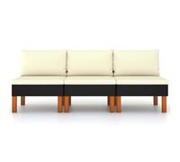 vidaXL Sofás centrales 3 uds ratán sintético y madera de eucalipto