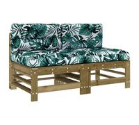vidaXL Sofás centrales con Cojines 2 uds Madera de Pino impregnada, sofá intermedio, sofá de Exterior, sofá de Patio, sofá de jardín, sofá Modular