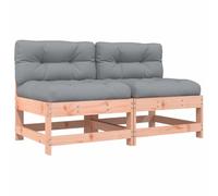 vidaXL Sofás centrales con Cojines 2 uds Madera Maciza Abeto Douglas, sofá intermedio, sofá de Exterior, sofá de Patio, sofá de jardín, sofá Modular