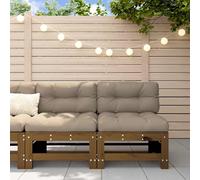 vidaXL Sofás centrales de jardín 2 uds madera maciza pino marrón miel