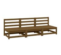 vidaXL Sofás centrales de jardín 3 uds madera maciza pino marrón miel