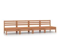vidaXL Sofás centrales de jardín 4 uds madera maciza pino marrón miel
