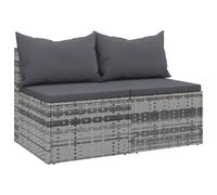 vidaXL Sofás centrales jardín con Cojines 2 uds ratán sintético Gris, sofá, sofá de jardín, sofá de terraza, Muebles de jardín, sofá de Exterior