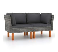 vidaXL Sofás de esquina 2 uds ratán sintético y madera de eucalipto