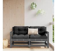 vidaXL Sofás de esquina de jardín 2 uds madera maciza de pino gris