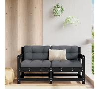 vidaXL Sofás de esquina de jardín 2 uds madera maciza de pino negro