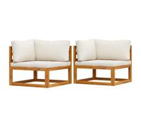 vidaXL Sofás de esquina modulares 2x con cojines tela crema para exterior y salón