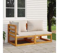 vidaXL Sofás de jardín 2 pzas con cojines madera maciza acacia