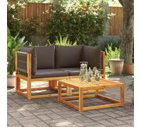 vidaXL Sofás de jardín esquineros con cojines, 2 unidades, madera de acacia y cuerda