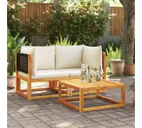 vidaXL Sofás de jardín esquineros con cojines, 2 unidades, madera de acacia y ratán