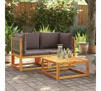 vidaXL Sofás de jardín esquineros con cojines, 2 unidades, madera de acacia y ratán