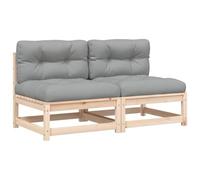 vidaXL Sofás de Jardín sin Reposabrazos con Cojines 2 uds, Asientos con Respaldos, Sillones Modulares, Muebles para Patio Terraza, Madera de Pino