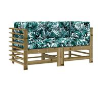 vidaXL Sofás esquineros con cojines 2 uds madera maciza de pino natural marrón
