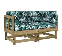 vidaXL Sofás esquineros con Cojines 2 uds Madera de Pino impregnada, sofá de Esquina, sofá de Exterior, sofá de Patio, sofá de jardín, sofá Modular