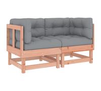 vidaXL Sofás esquineros con cojines 2 uds madera maciza abeto Douglas Marrón