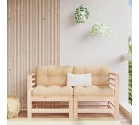 vidaXL Sofás esquineros con cojines 2 uds madera maciza de pino